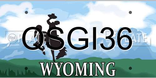 QSGI36 Wyoming License Plate