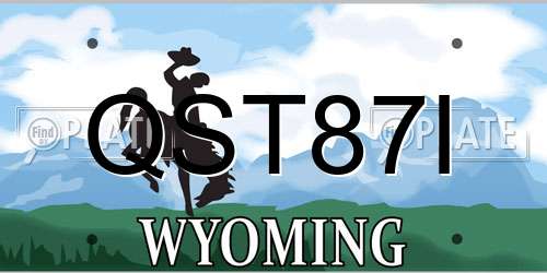 QST87I Wyoming License Plate