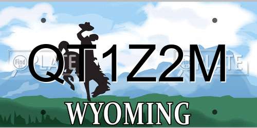 QT1Z2M Wyoming License Plate