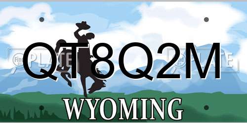 QT8Q2M Wyoming License Plate