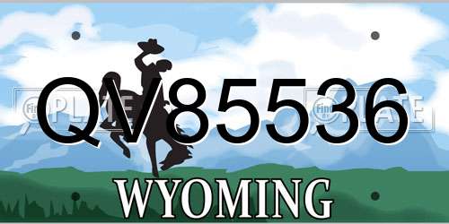 QV85536 Wyoming License Plate