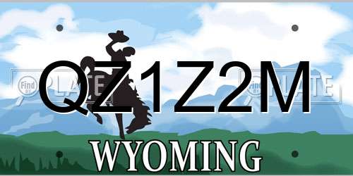 QZ1Z2M Wyoming License Plate