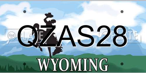 QZAS28 Wyoming License Plate