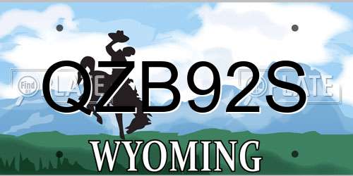 QZB92S Wyoming License Plate