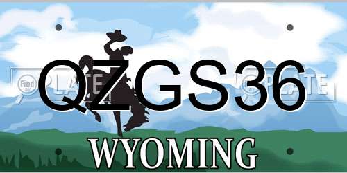 QZGS36 Wyoming License Plate