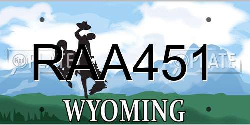 RAA451 Wyoming License Plate