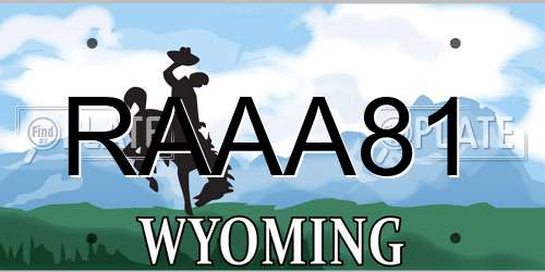 RAAA81 Wyoming License Plate