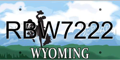 RBW7222 Wyoming License Plate