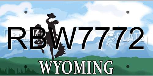 RBW7772 Wyoming License Plate