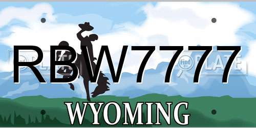 RBW7777 Wyoming License Plate