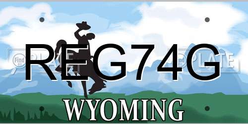 REG74G Wyoming License Plate