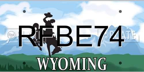 RFBE74 Wyoming License Plate