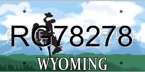 RG78278 Wyoming License Plate