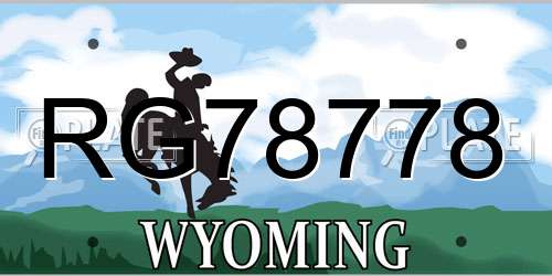 RG78778 Wyoming License Plate