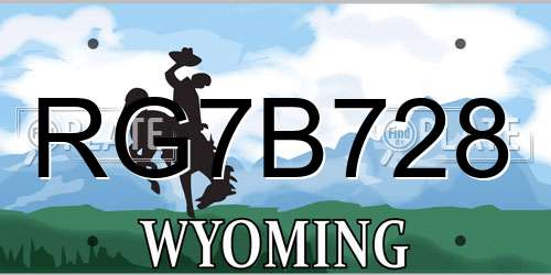 RG7B728 Wyoming License Plate