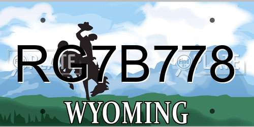 RG7B778 Wyoming License Plate