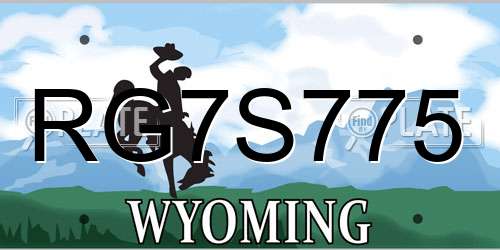 RG7S775 Wyoming License Plate
