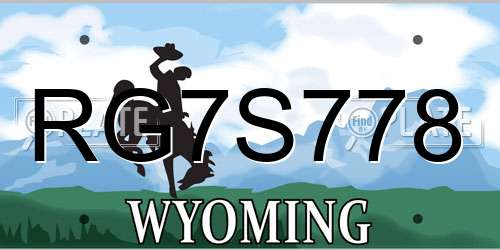 RG7S778 Wyoming License Plate