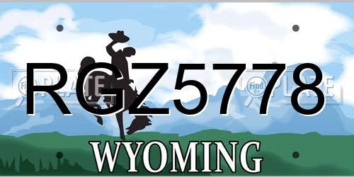 RGZ5778 Wyoming License Plate