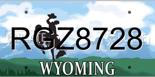 RGZ8728 Wyoming License Plate