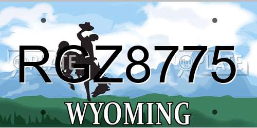 RGZ8775 Wyoming License Plate