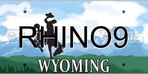RHINO9 Wyoming License Plate