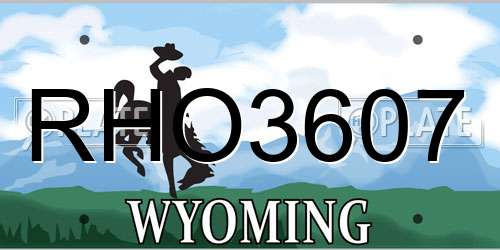 RHO3607 Wyoming License Plate