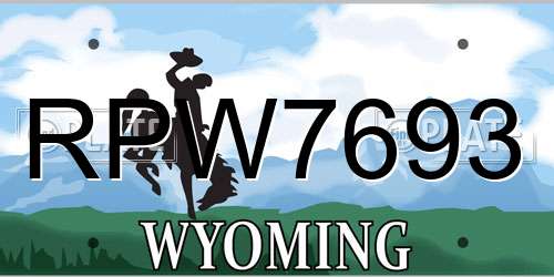 RPW7693 Wyoming License Plate