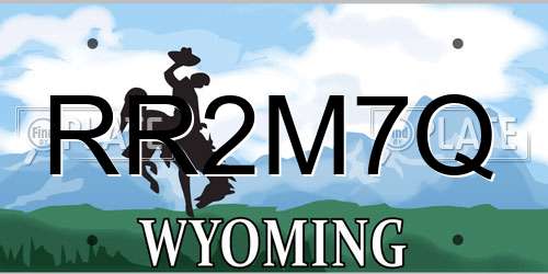 RR2M7Q Wyoming License Plate