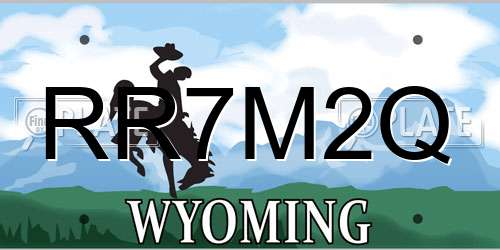 RR7M2Q Wyoming License Plate