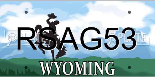 RSAG53 Wyoming License Plate