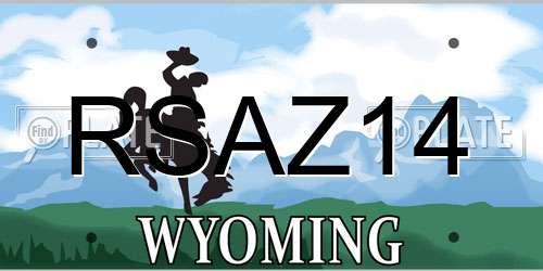 RSAZ14 Wyoming License Plate