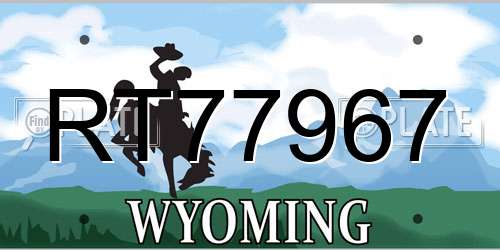 RT77967 Wyoming License Plate