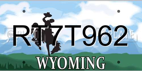 RT7T962 Wyoming License Plate