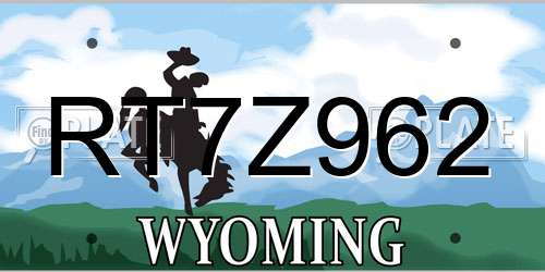 RT7Z962 Wyoming License Plate