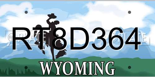 RT8D364 Wyoming License Plate