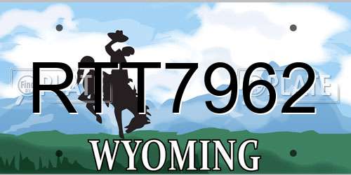 RTT7962 Wyoming License Plate