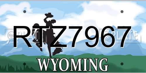 RTZ7967 Wyoming License Plate