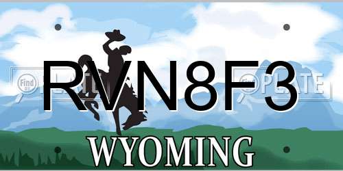 RVN8F3 Wyoming License Plate