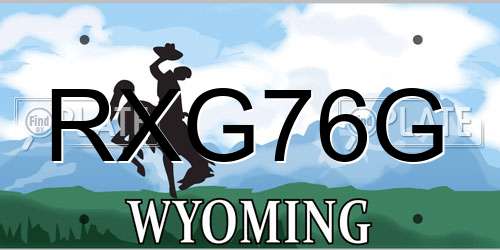 RXG76G Wyoming License Plate
