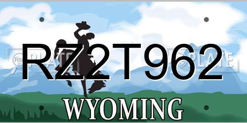 RZ2T962 Wyoming License Plate