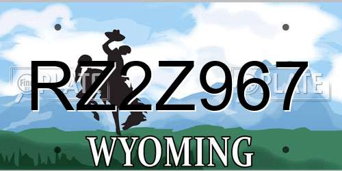 RZ2Z967 Wyoming License Plate