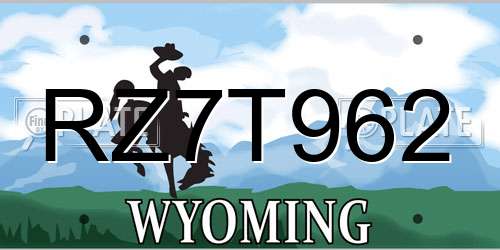 RZ7T962 Wyoming License Plate