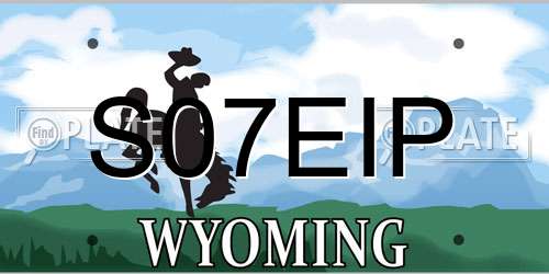 S07EIP Wyoming License Plate