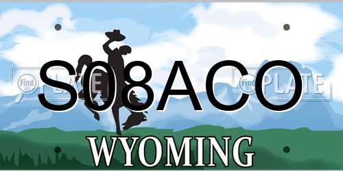 S08ACO Wyoming License Plate