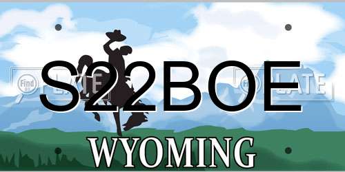 S22BOE Wyoming License Plate