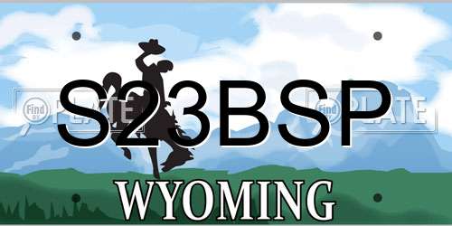 S23BSP Wyoming License Plate