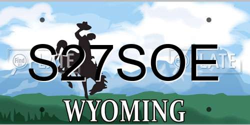 S27SOE Wyoming License Plate