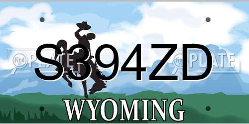 S394ZD Wyoming License Plate