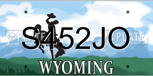 S452JO Wyoming License Plate